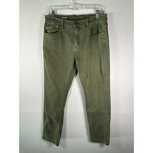 Mugsy Jeans Mens 31 Olive Slim Straight Stretch Five Pocket Rivet Button